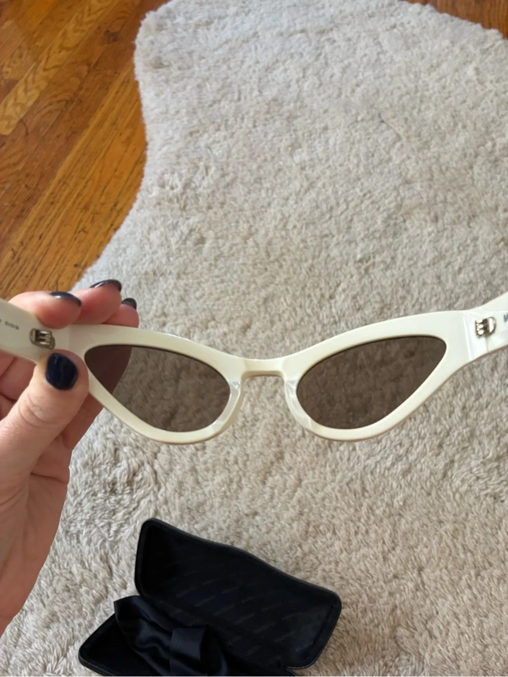 Balenciaga BB0176S white acetate cat eye sunglasses
